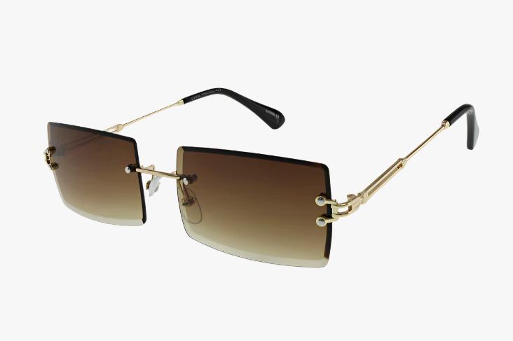 brown lens Wholesale Fashion Rectangular Rimless Frame Sunglasses