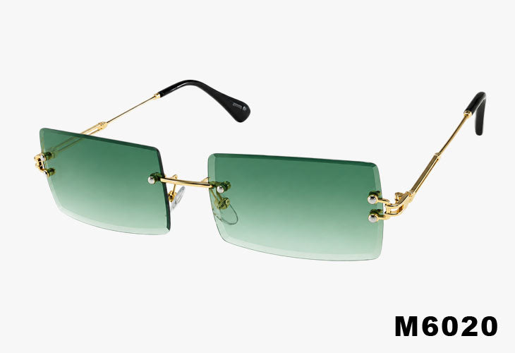 M6020 - Wholesale Fashion Rectangular Rimless Frame Sunglasses