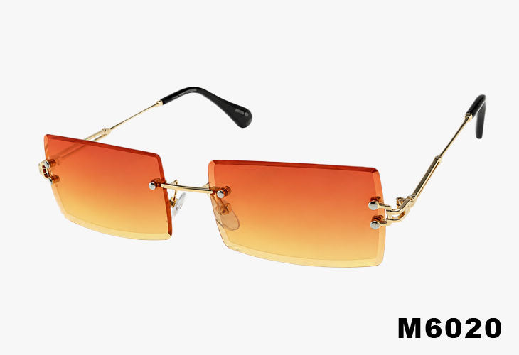 M6020 - Wholesale Fashion Rectangular Rimless Frame Sunglasses