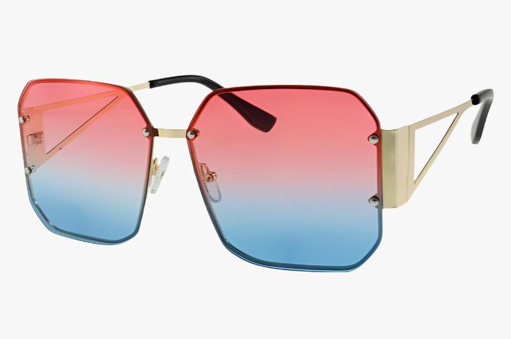 pink blue ombre Wholesale Large Metal Geometric Sunglasses