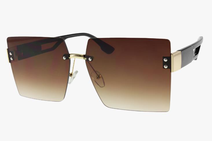 brown Wholesale Fashion Square Frameless Sunglasses