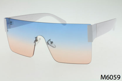 white Wholesale Frameless Fashion Shield Style Sunglasses