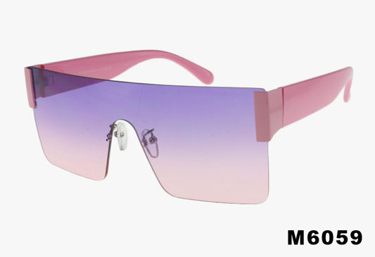 pink Wholesale Frameless Fashion Shield Style Sunglasses