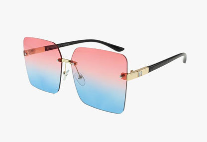 pink blue gradient Wholesale Fashion Frameless Square Rhinestone Sunglasses