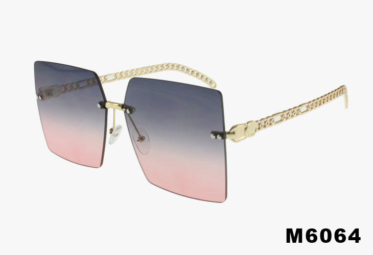 purple pink Wholesale Fashion Frameless Square Chain Link Sunglasses