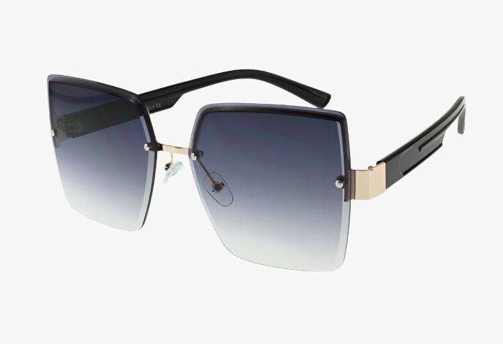 black Wholesale Large Frameless Square Lux Sunglasses