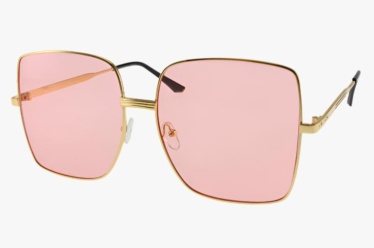 pink Wholesale Fashion Metal Lux Square Frame Sunglasses