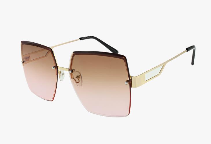 tan gradient Large Metal Frameless Square Wholesale Sunglasses