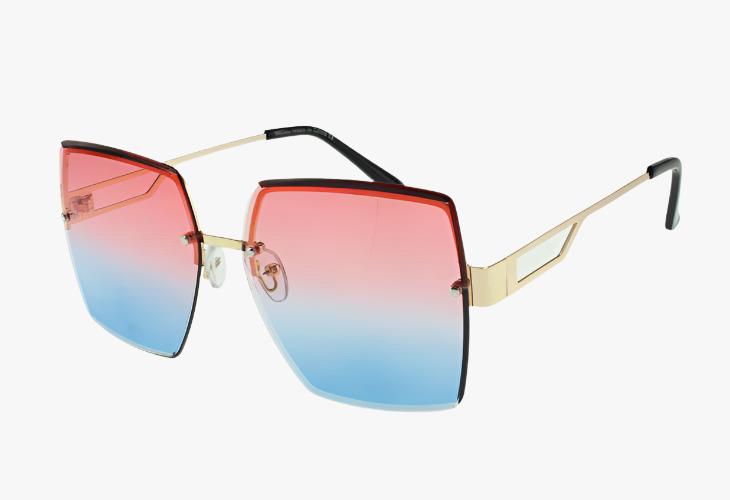 pink gradient Large Metal Frameless Square Wholesale Sunglasses