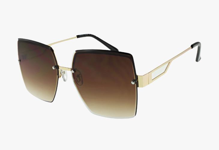 brown gradient Large Metal Frameless Square Wholesale Sunglasses