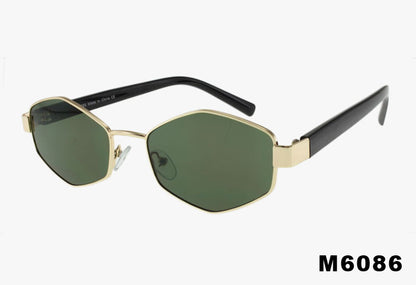 gold green Wholesale Metal Hexagon Geometric Sunglasses