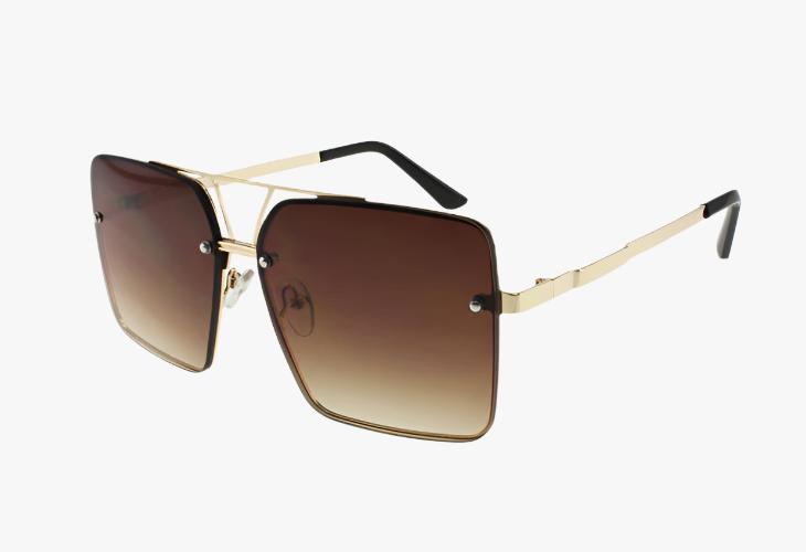 brown Wholesale Fashion Metal Pilot Style Sunglasses