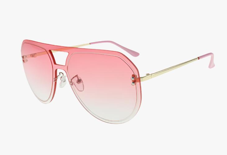 pink Wholesale Fashion Frameless Rounded Aviator Sunglasses