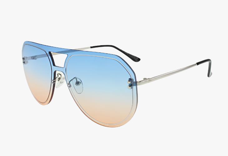 blue gradient Wholesale Fashion Frameless Rounded Aviator Sunglasses