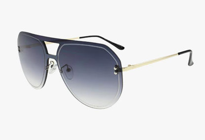 smoke Wholesale Fashion Frameless Rounded Aviator Sunglasses