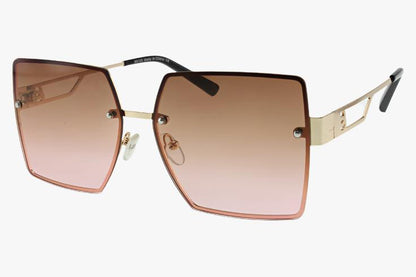 brown pink ombre Large Metal Frameless Square Wholesale Sunglasses