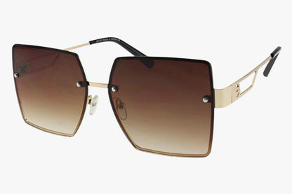 brown Large Metal Frameless Square Wholesale Sunglasses