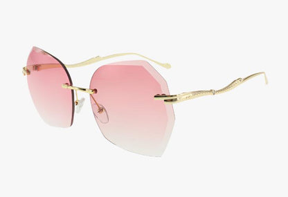 pink Wholesale Lux Frameless Diamond Cut Sunglasses