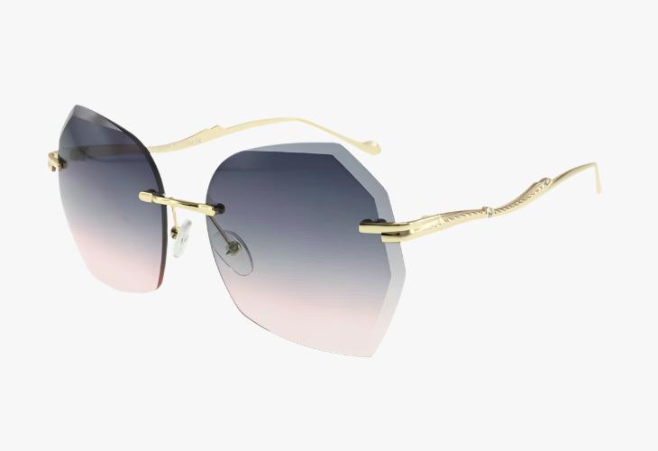 purple pink gradient Wholesale Lux Frameless Diamond Cut Sunglasses