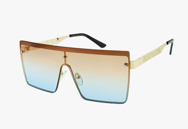 tan gradient Wholesale Lux Metal One Piece Lens Shield Sunglasses