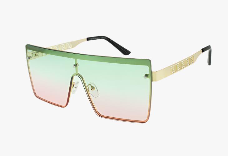 green gradient Wholesale Lux Metal One Piece Lens Shield Sunglasses