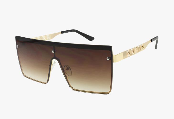 brown gradient Wholesale Lux Metal One Piece Lens Shield Sunglasses