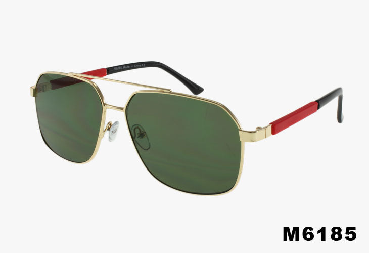 gold green Wholesale Fashion Metal Square Aviator Sunglasses