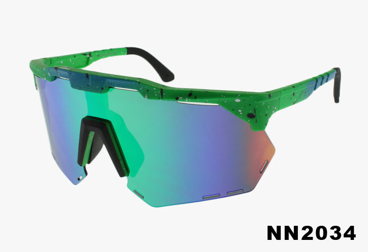 green frame Wholesale Fashion Half Rim Shield Sunglasses