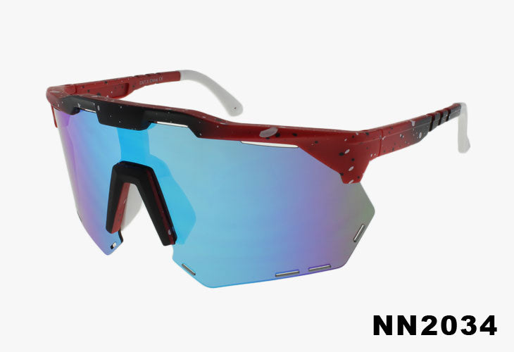 red frame Wholesale Fashion Half Rim Shield Sunglasses