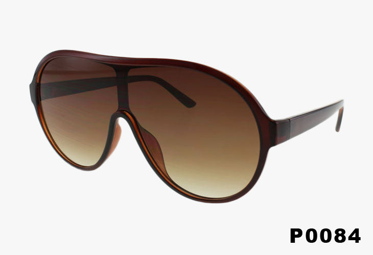 brown Wholesale Fashion Round Shield Style Sunglasses