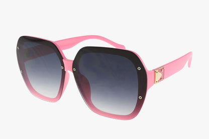 pink Fashion Extended Lens Square Buckle Hinge Sunglasses