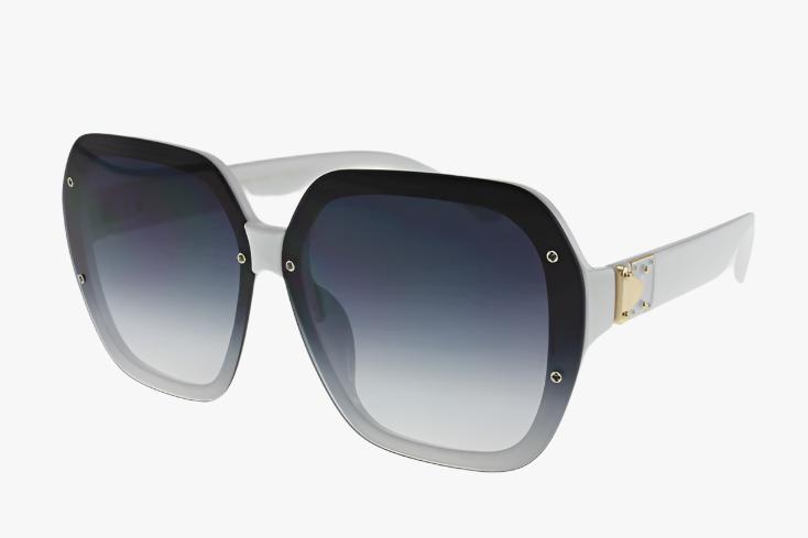 white Fashion Extended Lens Square Buckle Hinge Sunglasses