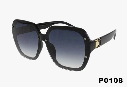 black Fashion Extended Lens Square Buckle Hinge Sunglasses