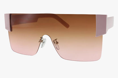 tan Wholesale Frameless Shield One Piece Lens Sunglasses