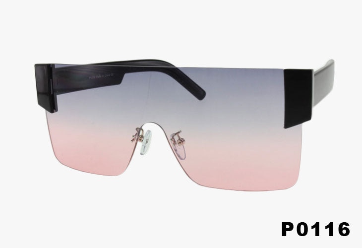 grey pink Wholesale Frameless Shield One Piece Lens Sunglasses