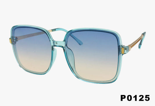 blue Fashion Square Framed Metal Temple Wholesale Sunglasses