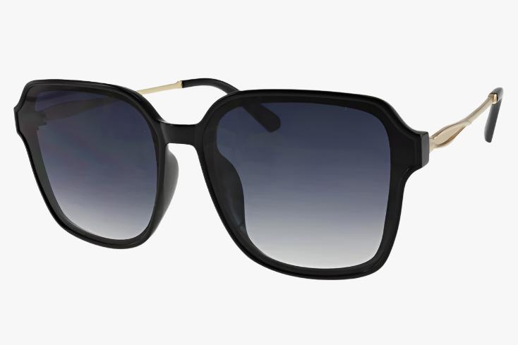 black Fashion Square Metal Temple Wholesale Sunglasses