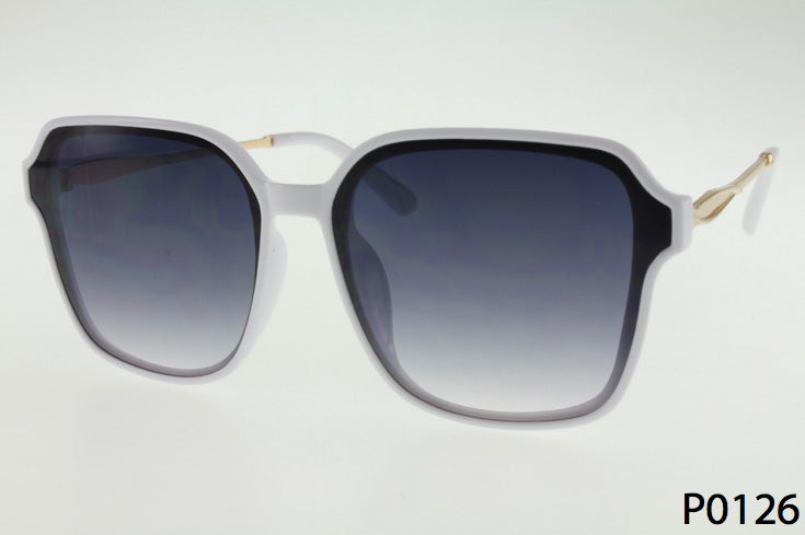 white Fashion Square Metal Temple Wholesale Sunglasses