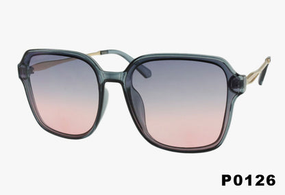 grey pink Fashion Square Metal Temple Wholesale Sunglasses