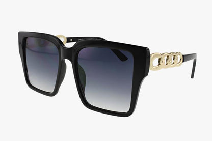 black Wholesale Fashion Square Gold Chain Sunglasses