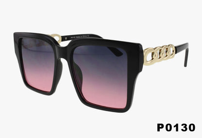 purple pink gradient Wholesale Fashion Square Gold Chain Sunglasses