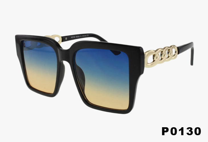 blue gradient Wholesale Fashion Square Gold Chain Sunglasses