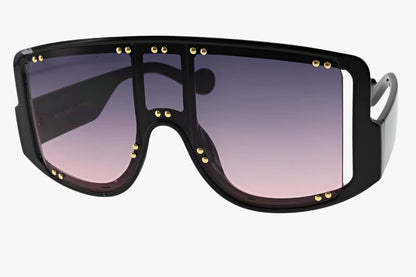 purple Wholesale Oversized Fashion Rivet Shield Sunglasses