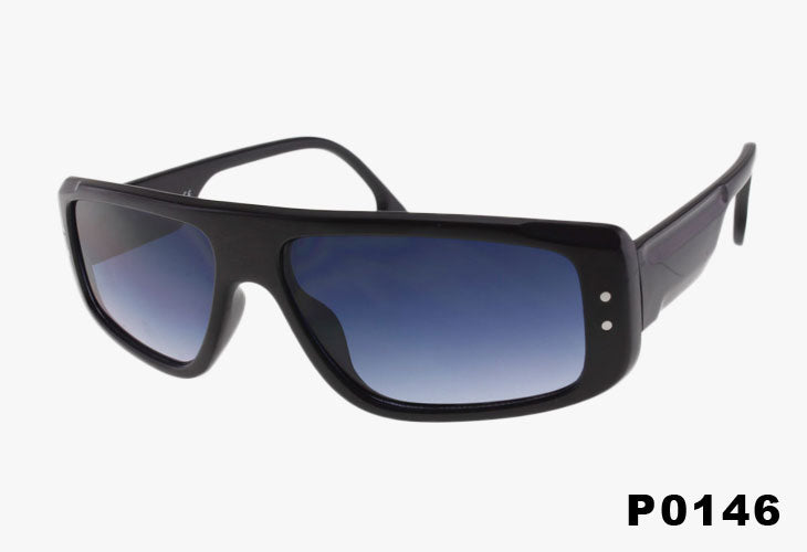 solid black Wholesale Medium Slim Fashion Shield Sunglasses