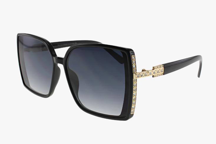 smoke lens Fashion Square Frame Rhinestone Hinge Wholesale Sunglasses