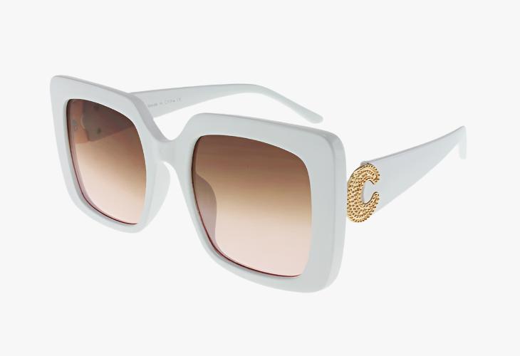 white pink gradient Wholesale Fashion Square Frame Metal Emblem Sunglasses