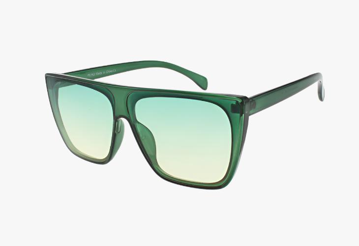 green Wholesale Square Flat Top Fashion Sunglasses