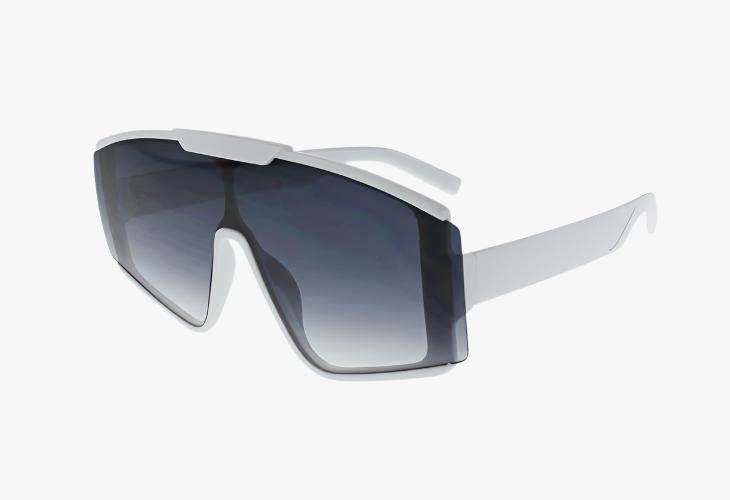 white Large Fashion Shield Style Wholesale Sunglasses