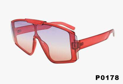 pink Large Fashion Shield Style Wholesale Sunglasses