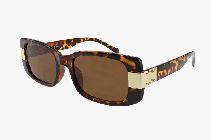 tortoise Medium Rectangle Frame Buckle Sunglasses